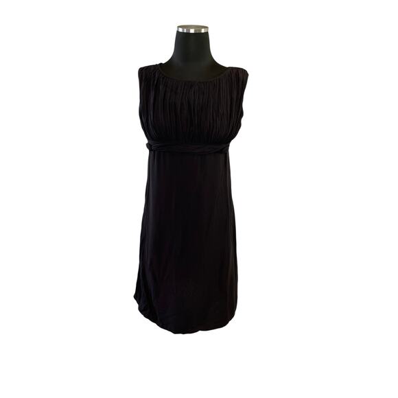 1960s Empire Waist Little Black Dress – Vintage Sleeveless LBD, Fully Lined - Picture 2 of 15